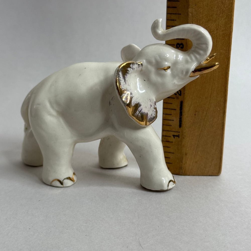Vintage‎ 1950's - 1960's Elephant Figurine Gold Accents Made in Japan